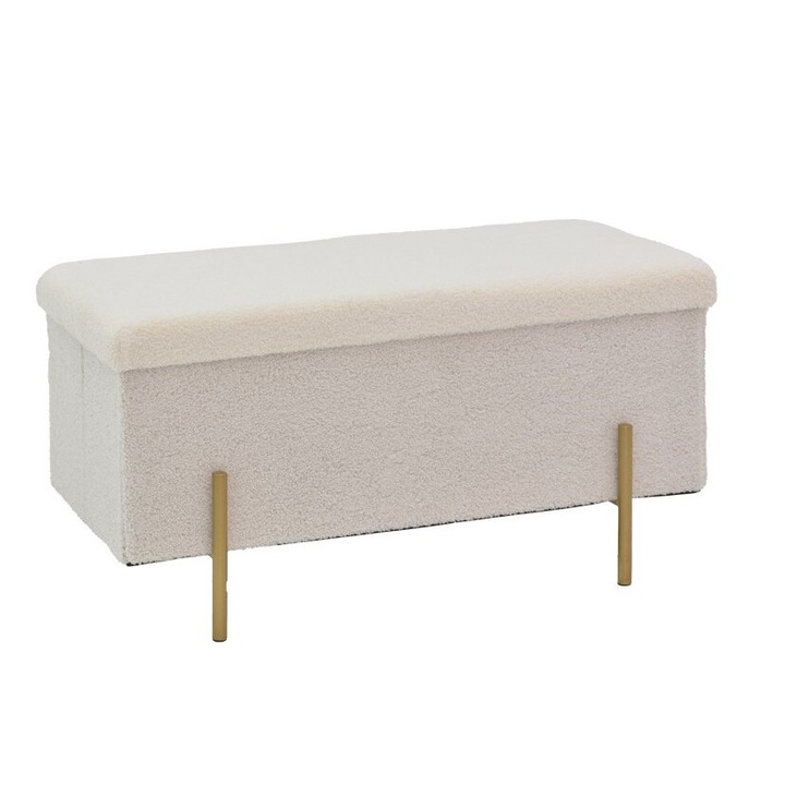 Табуретка Puzzle-home Ziwel, Бяло-златисто, 80x40x40cm