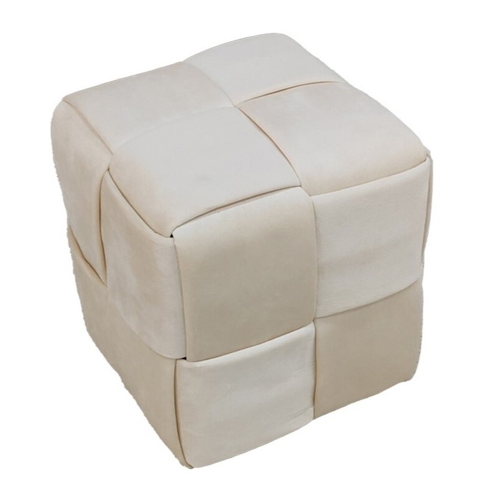 Табуретка Puzzle-home Jisko, Бежов, Кадифе, 38x38x40см