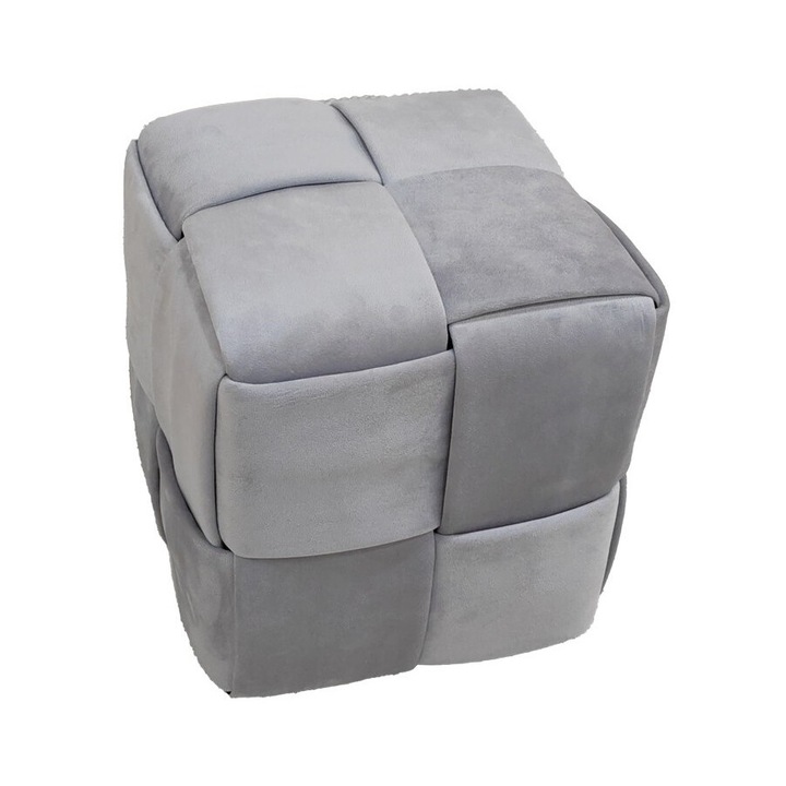 Табуретка Puzzle-home Jisko, Сив, Кадифе, 38x38x40см