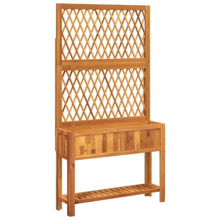 Jardiniera cu spalier/polita vidaXL, 100x32x185 cm, lemn masiv acacia, 15.2 Kg