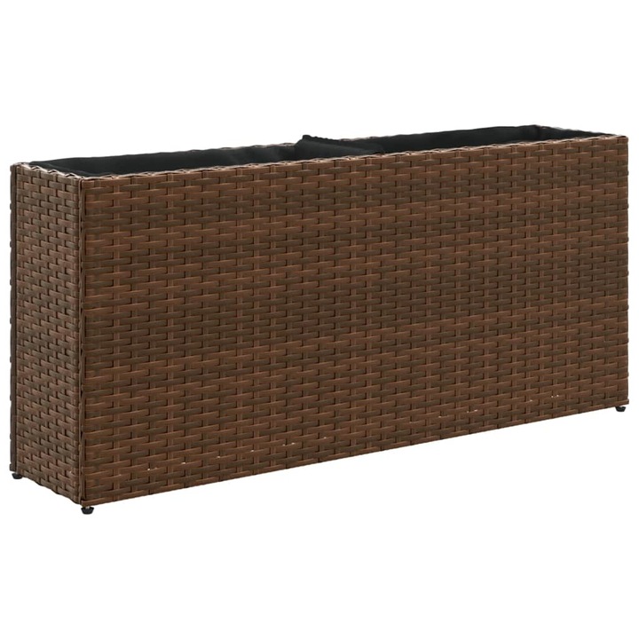 Jardiniera de gradina cu 2 ghivece vidaXL, maro, 90x20x40 cm, poliratan, 3.2 Kg