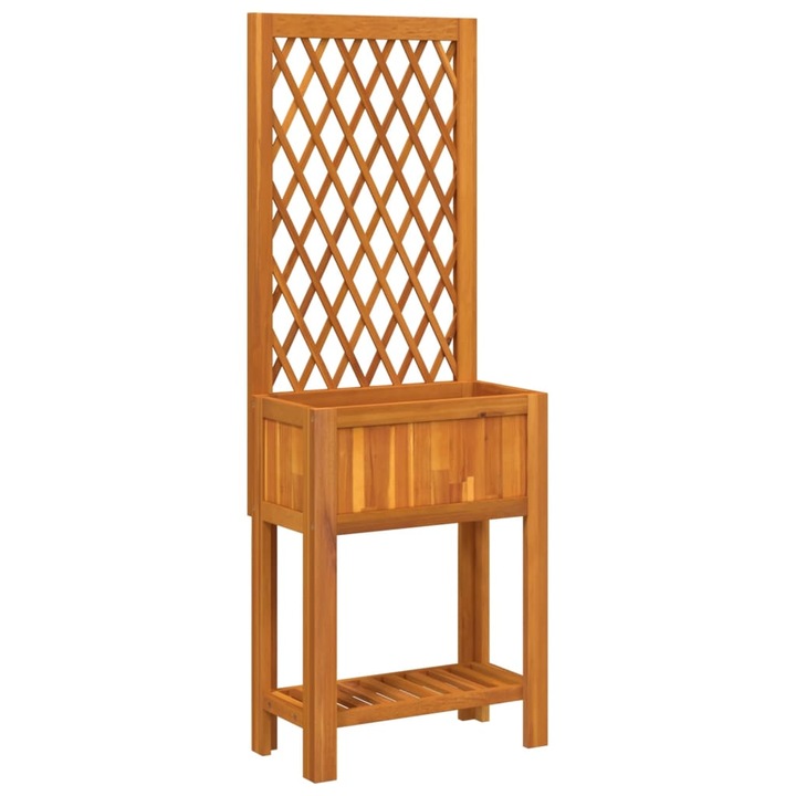 Jardiniera cu spalier/polita vidaXL, 55x29,5x152 cm, lemn masiv acacia, 8 Kg