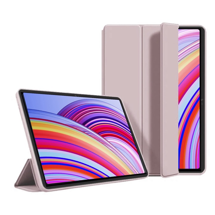 Ултра тънък калъф за Xiaomi Redmi Pad Pro 12.1", Силиконов TPU, Smart Cover - Розов