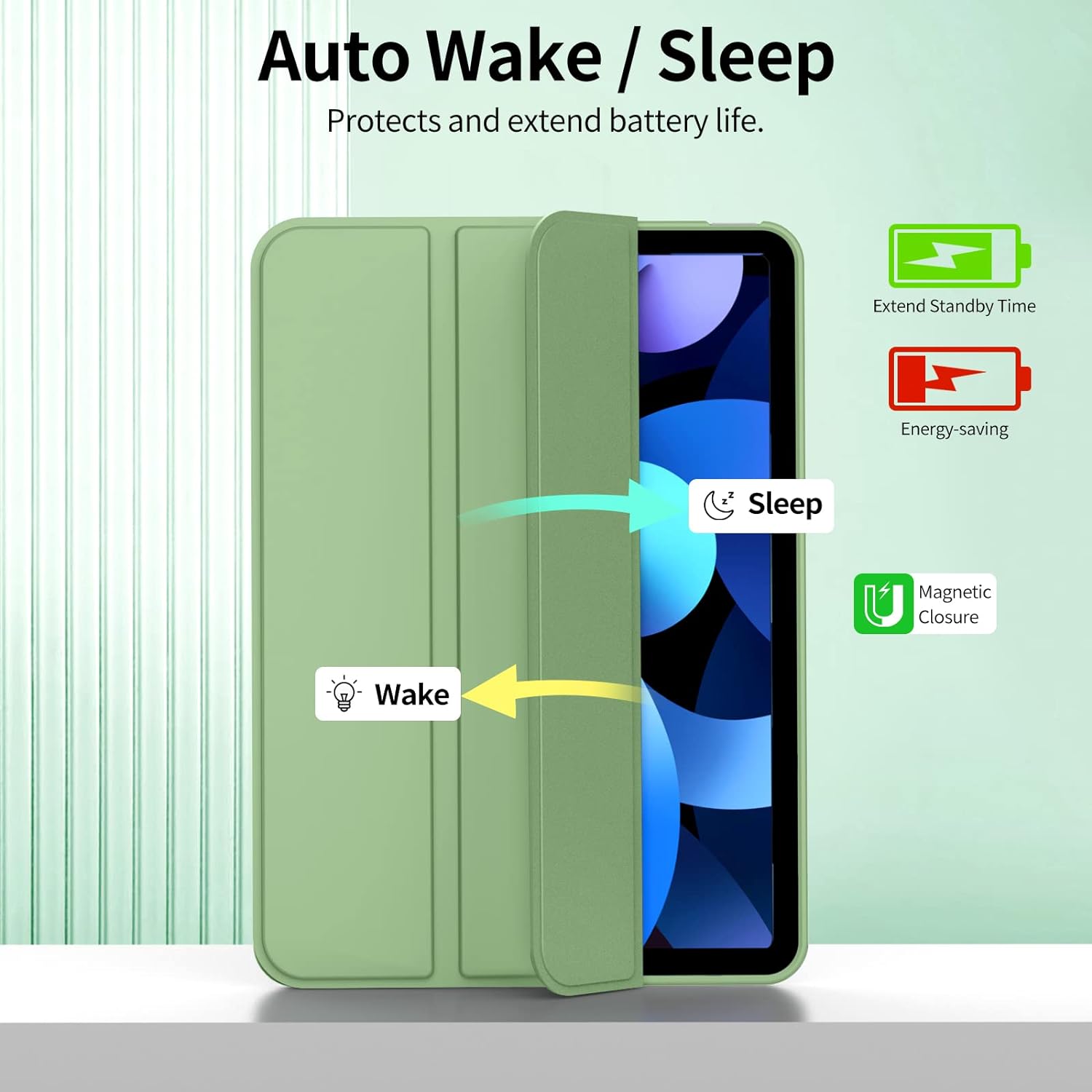 Husa Ultra Slim pentru Xiaomi Pad 6S Pro 12.4'', Silicon TPU, Smart Cover - Verde Menta