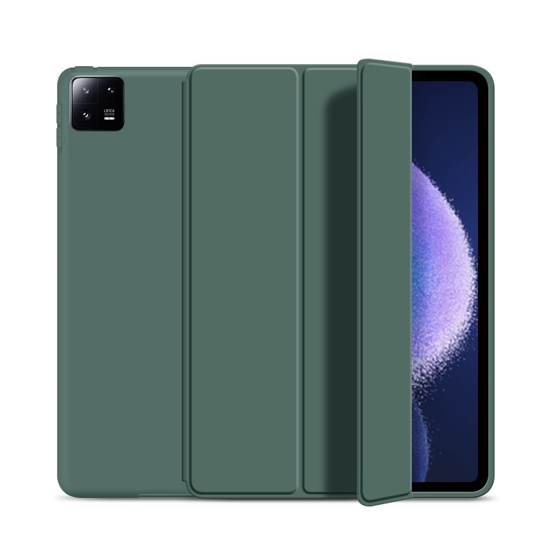 Husa Ultra Slim pentru Xiaomi Pad 6S Pro 12.4'', Silicon TPU, Smart Cover - Verde Marin
