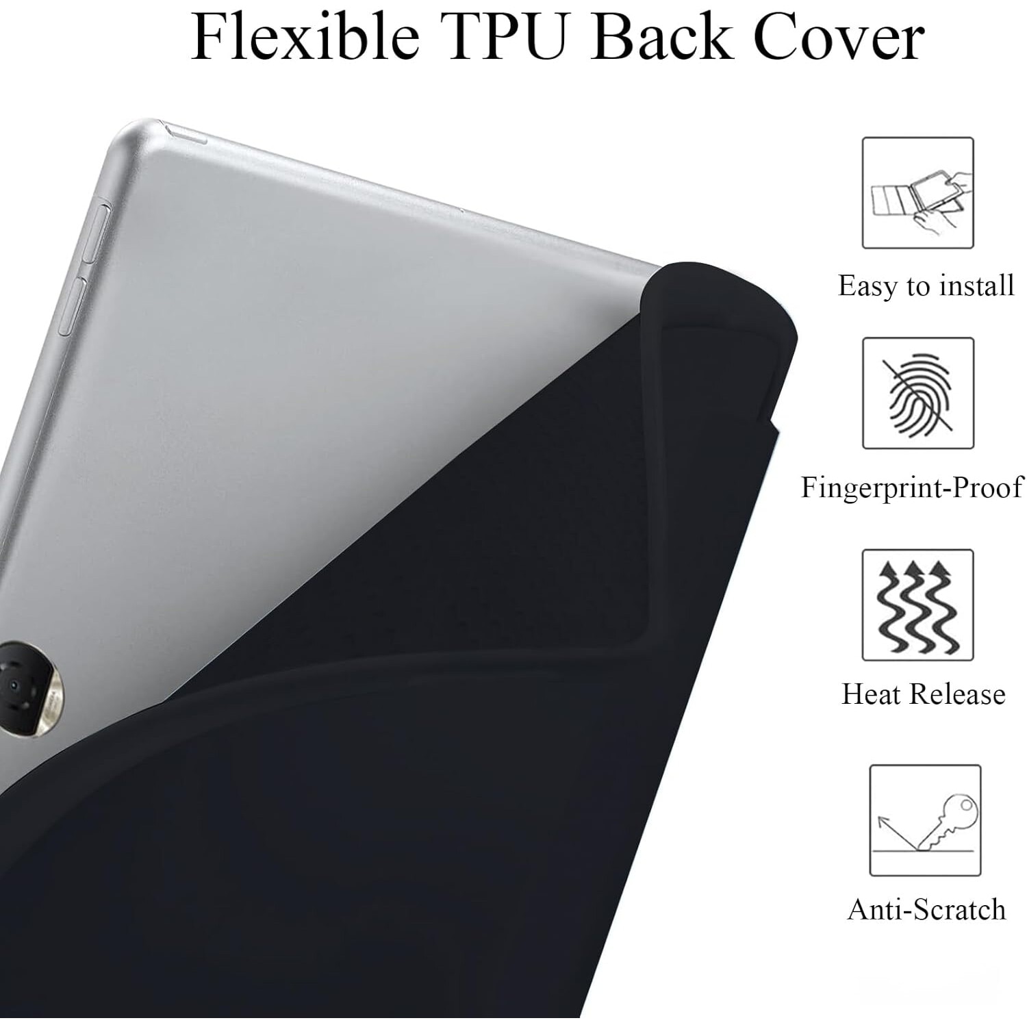 Husa Ultra Slim pentru OnePlus Pad 2 12.1", Silicon TPU, Smart Cover - Negru