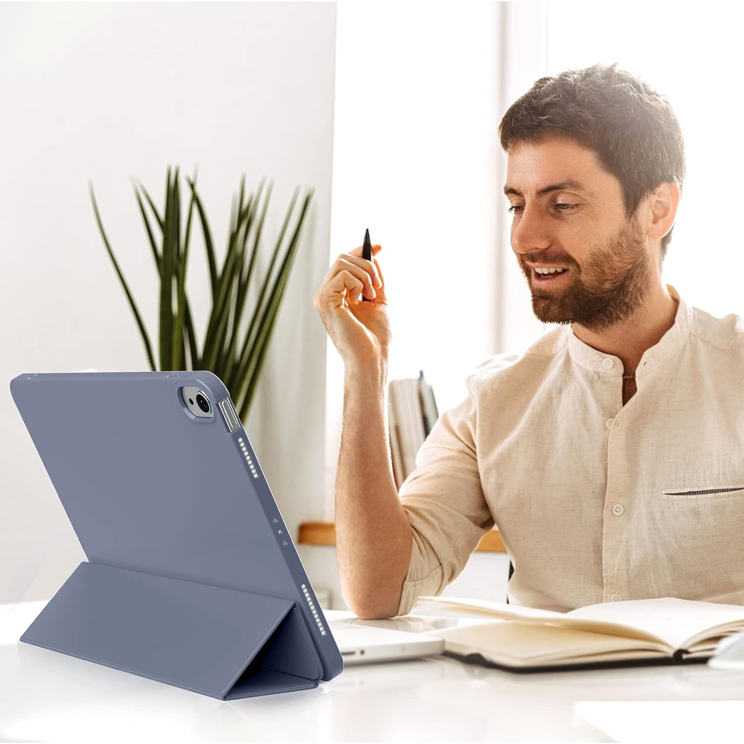Husa Ultra Slim pentru Apple iPad (A16) 11-inch (2025) / 10.9-inch (2022), Silicon TPU, Smart Cover – Lavanda