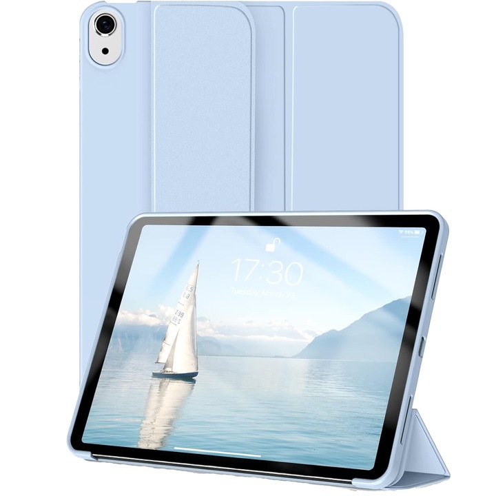 Ultra Slim калъф за iPad Air 11, 6th Gen. (M2) 2024, Силиконов TPU, Smart Cover - ледено синьо