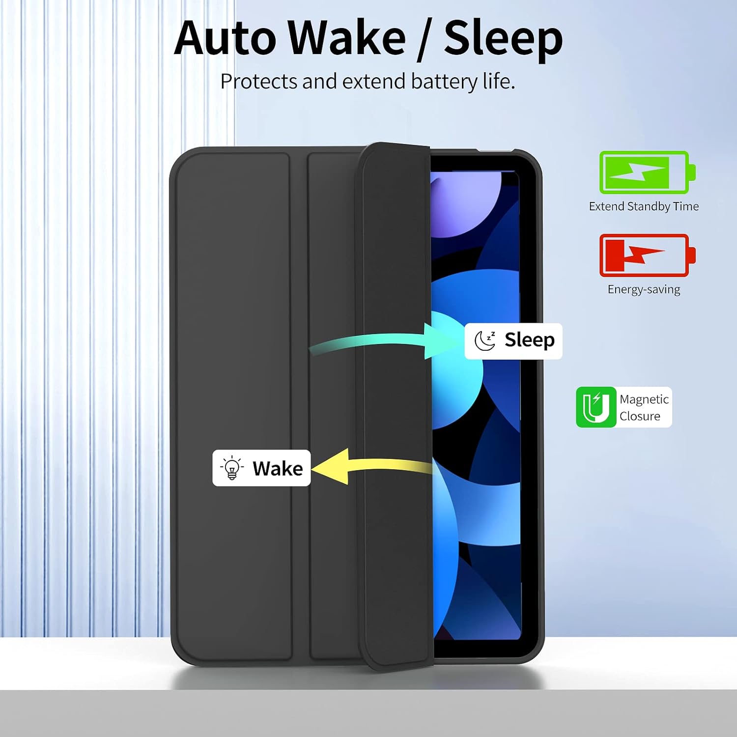 Husa Ultra Slim pentru tableta Apple iPad Mini 7 / 6, 8.3", Silicon TPU, Smart Cover - Negru