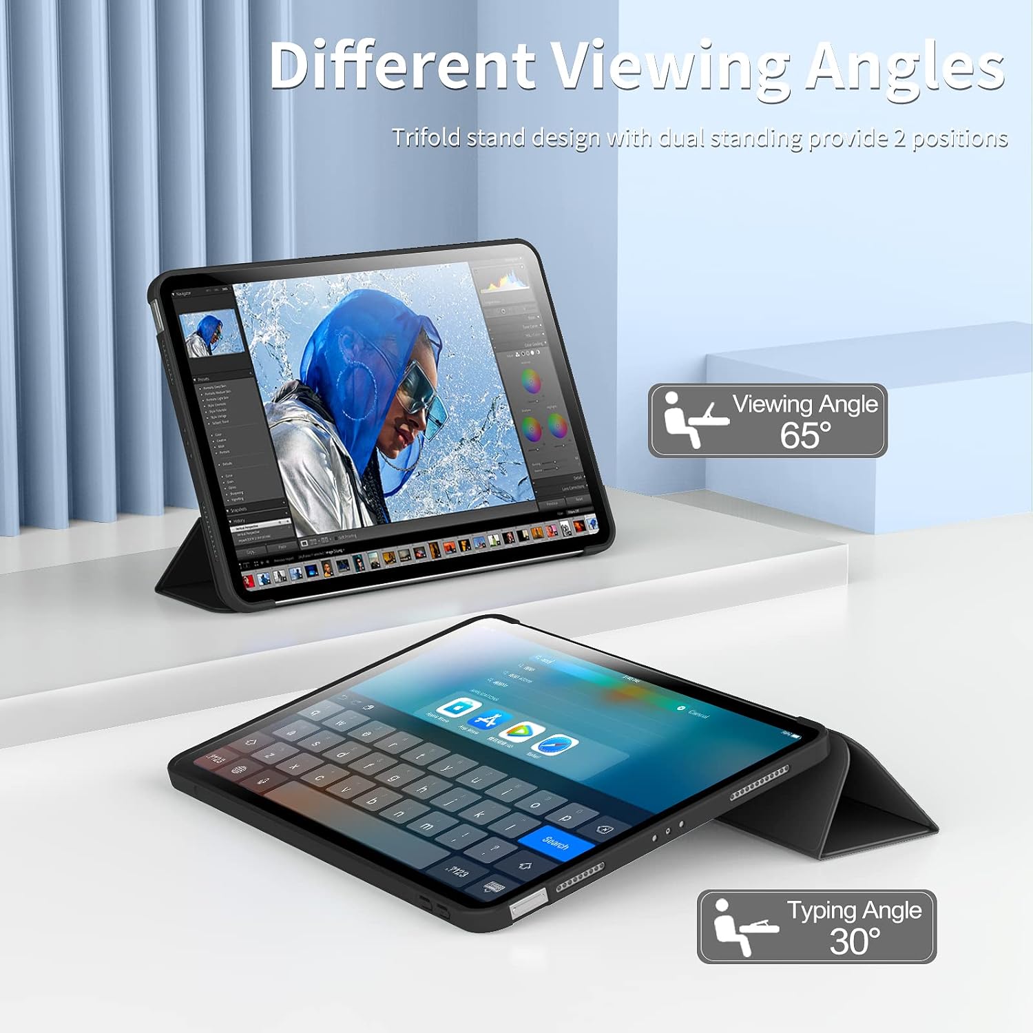 Husa Ultra Slim pentru tableta Apple iPad Mini 7 / 6, 8.3", Silicon TPU, Smart Cover - Negru