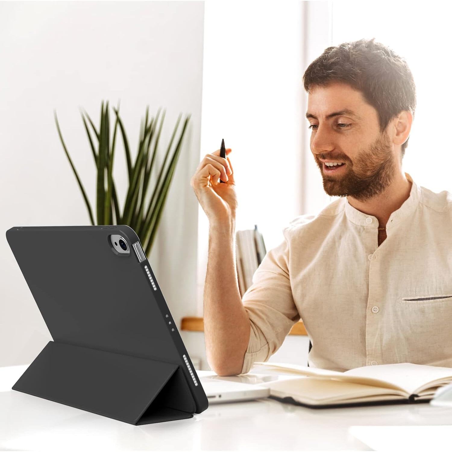 Husa Ultra Slim pentru tableta Apple iPad Mini 7 / 6, 8.3", Silicon TPU, Smart Cover - Negru