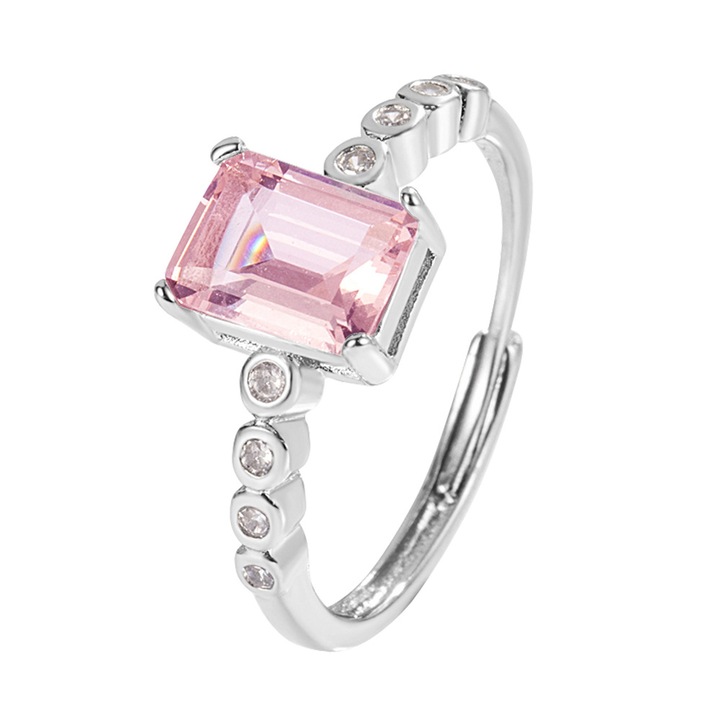 HYTIREBY női gyűrű, ezüst 925, rózsaszín cirkon, állítható nyílással
