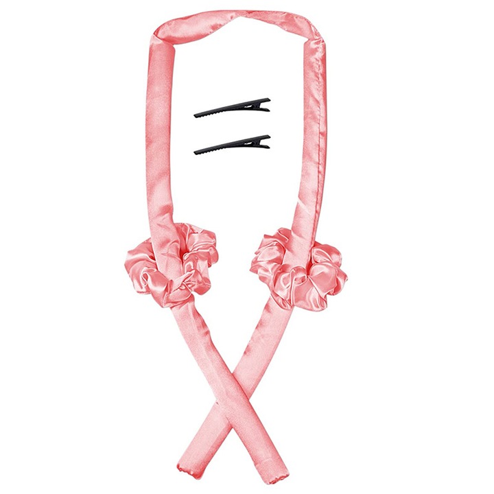 Bentita pentru bucle fara caldura, roz, 2.5x16x40cm