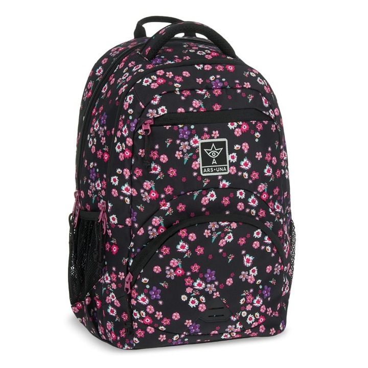Ученическа раница Ars Una Ergo 27l Pearl Blossom Black (5377), 33 x 45 x 20 cm, Многоцветен