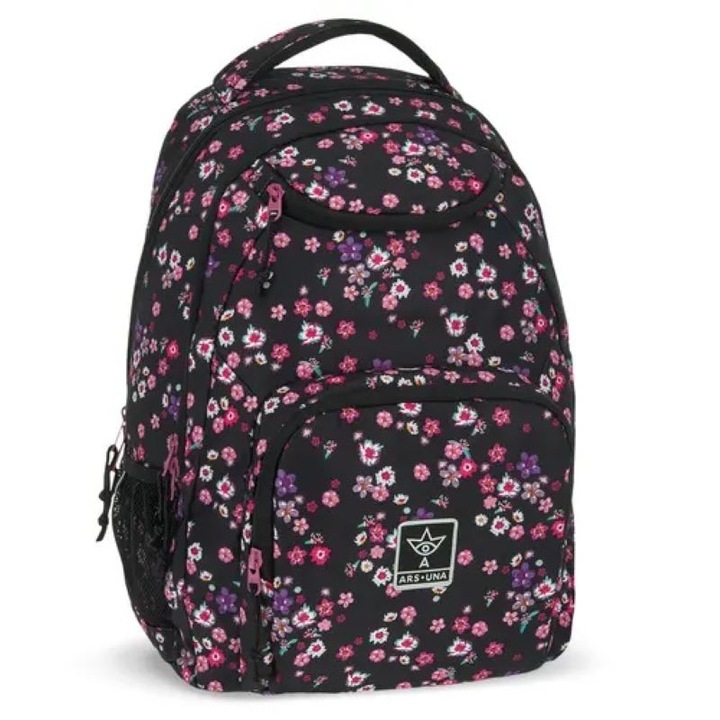 Ученическа раница AU-6 Pearl Blossom Black (5377) Ars Una, 29 x 46 x 22 cm, Многоцветен