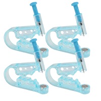 Set 4 Piercer Urechi Steril De Unica Folosinta, Axroad Mall, Cu 4 bumbac alcoolizat, Cu cercel, Ambalaj inchis independent, Fara durere, Rapid, Potrivit pentru salon si piercing la domiciliu, Inox/Plastic, 4 x 5 x 0.6cm, Albastru