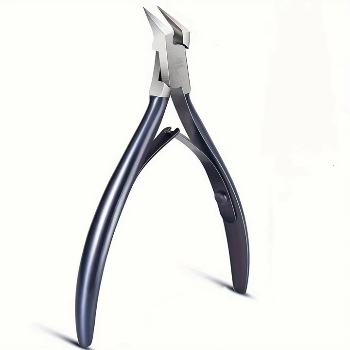 Forfecuta profesionala, pentru taierea unghiilor si cuticulelor, din inox, maner antialunecare, Negru