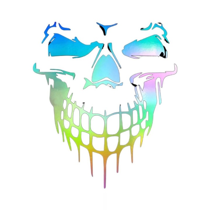 Autocolant Reflector cu Cranii ASDIIT® 15*17 cm Skull Autocolante Auto Reflectorizante Pentru Capota, Usa Laterala, Fereastra, Computer Multicolor