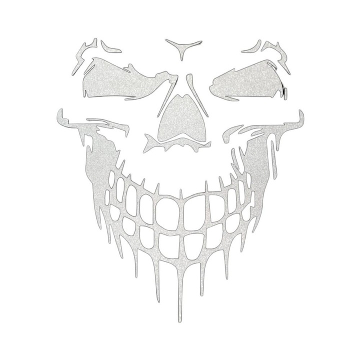 Autocolant Reflector cu Cranii ASDIIT® 15*17 cm Skull Autocolante Auto Reflectorizante Pentru Capota, Usa Laterala, Fereastra, Computer Argintiu