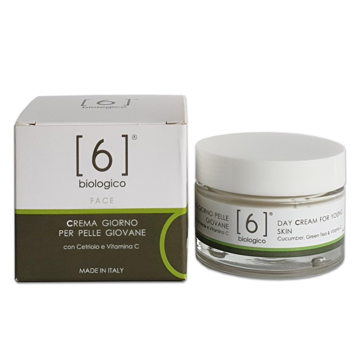 Crema de fata, de zi, pentru ten tanar, cu castravete si vitamina C, 6BIOLOGICO, 50 ml