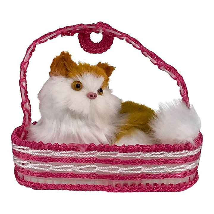 Cosulet din plastic cu pisicuta, 15x11 cm rosu