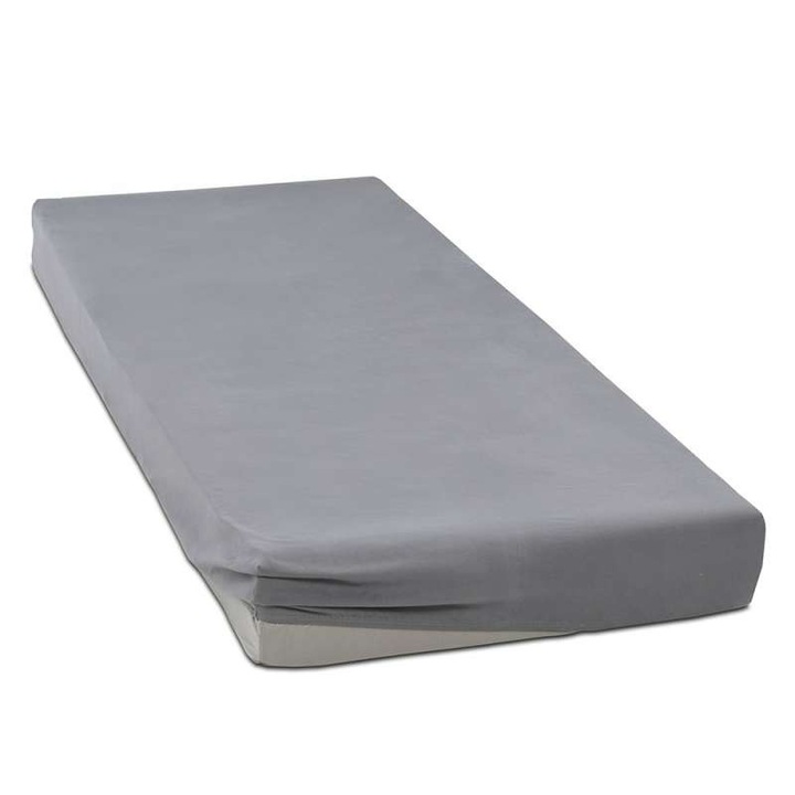 Husa pat cu elastic Kotonia Home - Tricot, 100% bumbac, gri, 180x200+20 cm