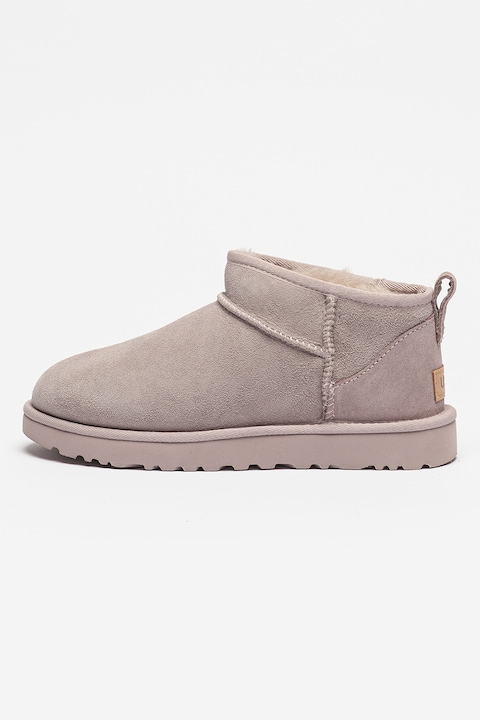 UGG, Непромокаеми велурени боти Classic Ultra Mini, Бледа лила