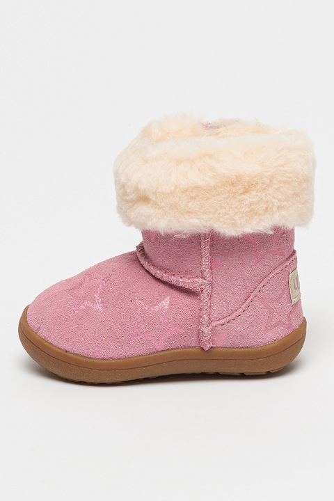 UGG, Велурени боти с вълнена вата Sammee Iridescent, Бежов/Розово