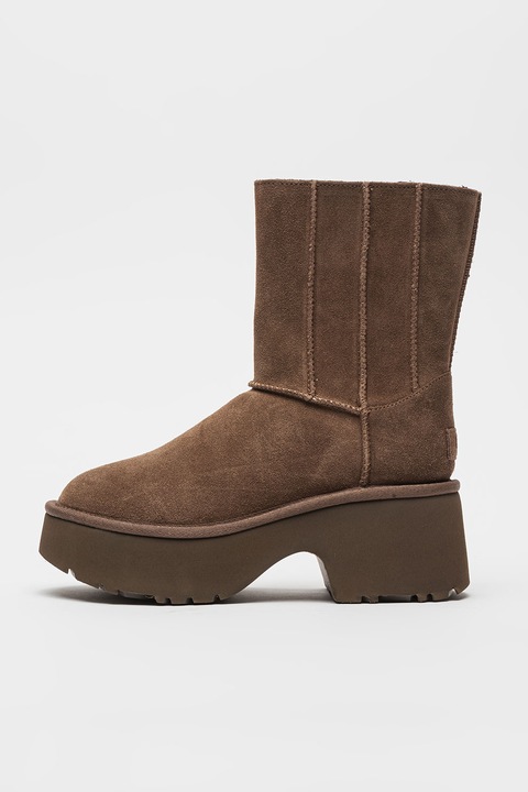 UGG, Велурени ботуши до прасеца Classic Twin, Сиво-бежов