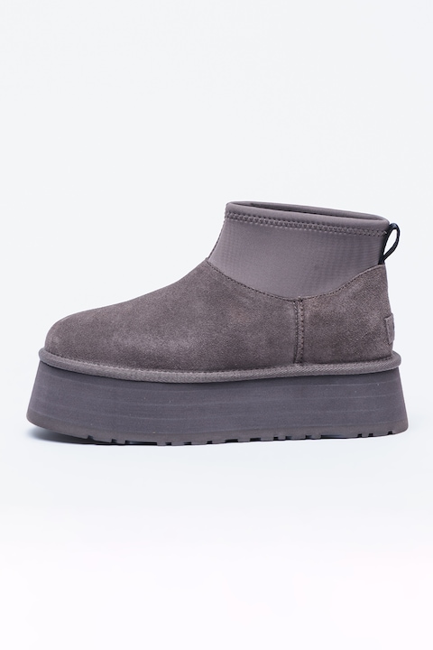 UGG, Велурени зимни боти Classic Mini Dipper с текстил, Tъмносив