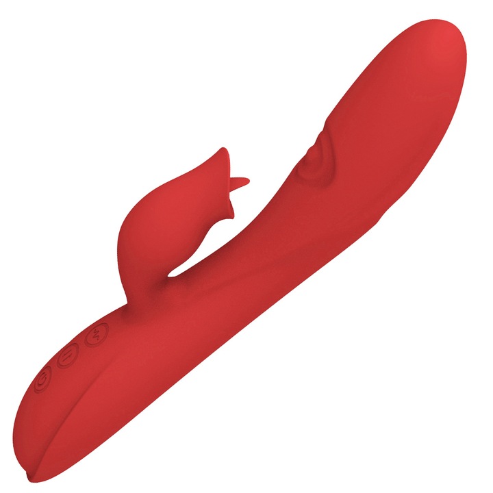 Ergonomikus vibrátor, szilikon, vízálló, 7 rezgési frekvencia, piros, 23cm x 37mm