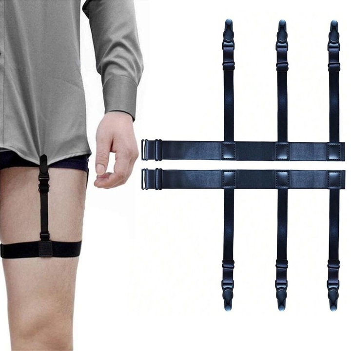 Комплект от 2 закачалки за ризи, прибиращи се, универсален размер, черни пластмасови катарами