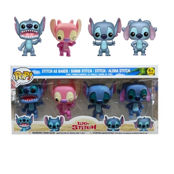 Set de 4 figurine FunKo POP, Film: Lilo si Stitch, 10 cm, 3+ ani