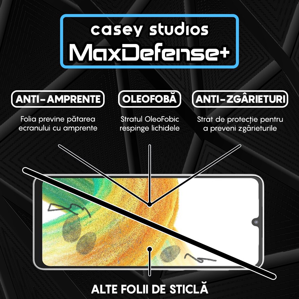 Folie Sticla CASEY STUDIOS™ compatibila cu Samsung Galaxy A33 5G, Full Cover 3D, Full Glue, Duritate Militara, Ultra HD, Anti Zgarieturi, Anti Amprente, Anti Socuri, Margini Negre