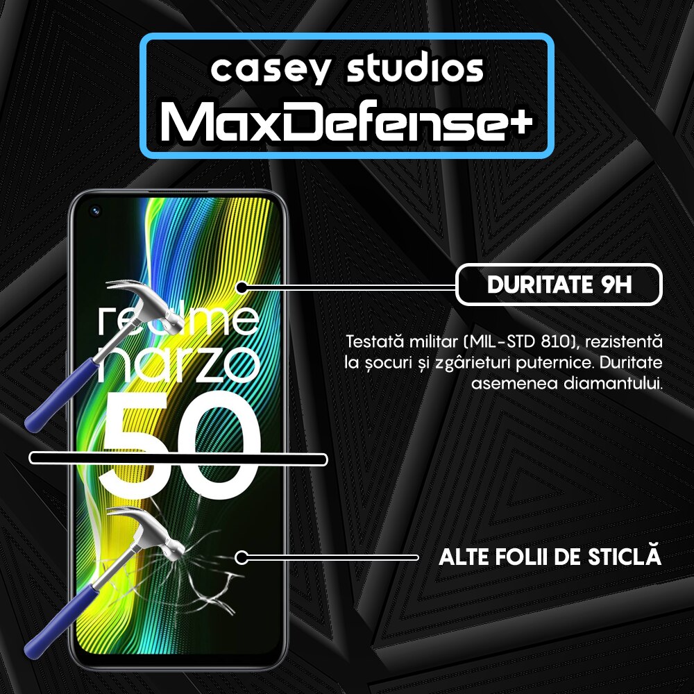 Folie Sticla CASEY STUDIOS™ compatibila cu Realme 9 Pro / Narzo 50, Full Cover 3D, Full Glue, Duritate Militara, Ultra HD, Anti Zgarieturi, Anti Amprente, Anti Socuri, Margini Negre
