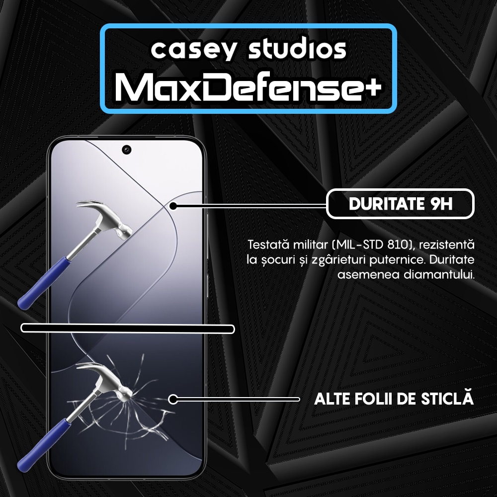 Folie Sticla CASEY STUDIOS™ compatibila cu Xiaomi 13 / 14, Full Cover 3D, Full Glue, Duritate Militara, Ultra HD, Anti Zgarieturi, Anti Amprente, Anti Socuri, Margini Negre