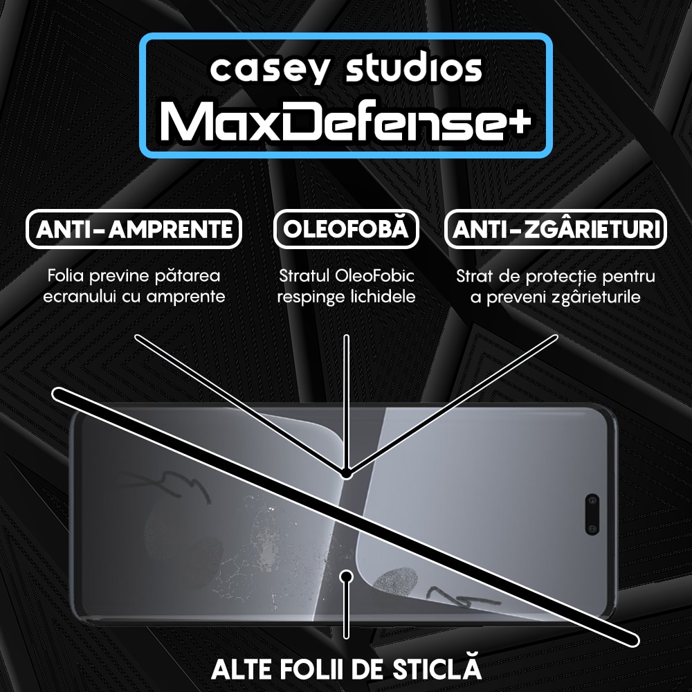 Folie Sticla CASEY STUDIOS™ compatibila cu Xiaomi 13 Lite, Full Cover 3D, Full Glue, Duritate Militara, Ultra HD, Anti Zgarieturi, Anti Amprente, Anti Socuri, Margini Negre