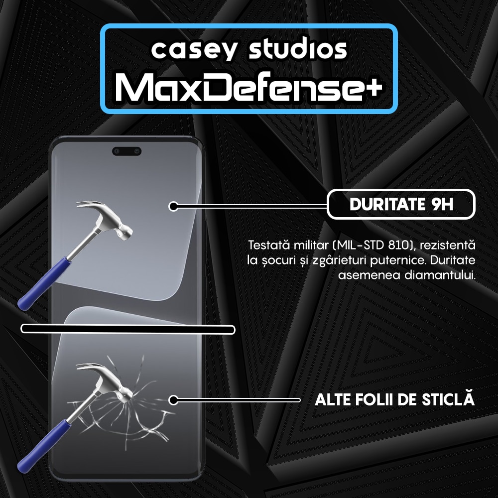 Folie Sticla CASEY STUDIOS™ compatibila cu Xiaomi 13 Lite, Full Cover 3D, Full Glue, Duritate Militara, Ultra HD, Anti Zgarieturi, Anti Amprente, Anti Socuri, Margini Negre