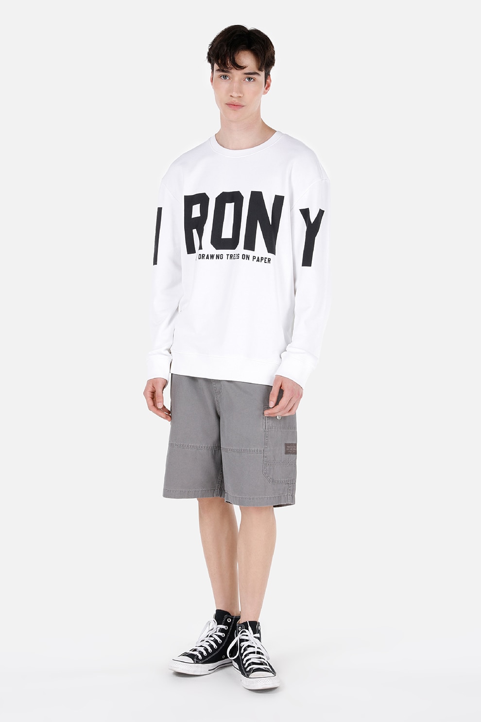 COLIN'S, Pantaloni scurti de bumbac cu talie medie si buzunare multiple, Gri deschis, S