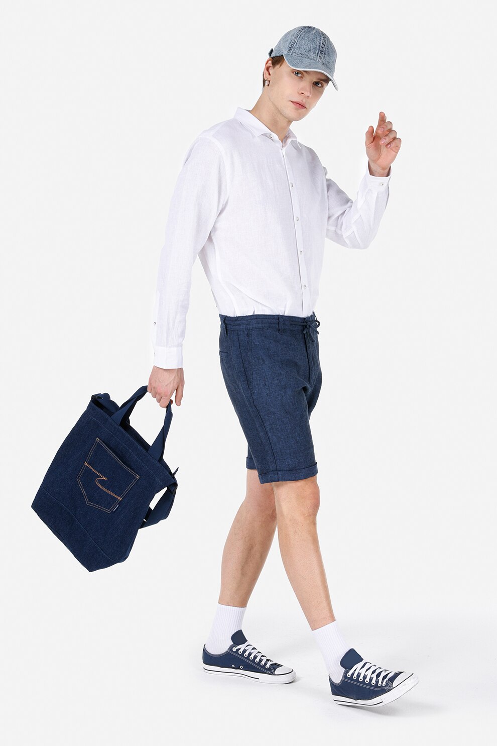 COLIN'S, Camasa din bumbac si in cu guler ascutit, Alb optic, 2XL