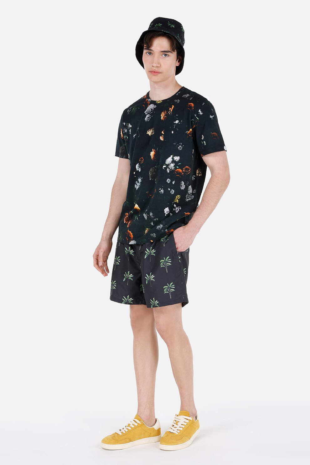 COLIN'S, Tricou regular fit cu imprimeu, Negru, Portocaliu mandarina, Albastru azur, XS