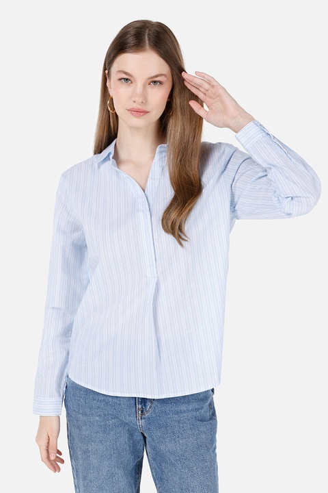 COLIN'S, Camasa din bumbac cu model in dungi, Alb/Albastru deschis
