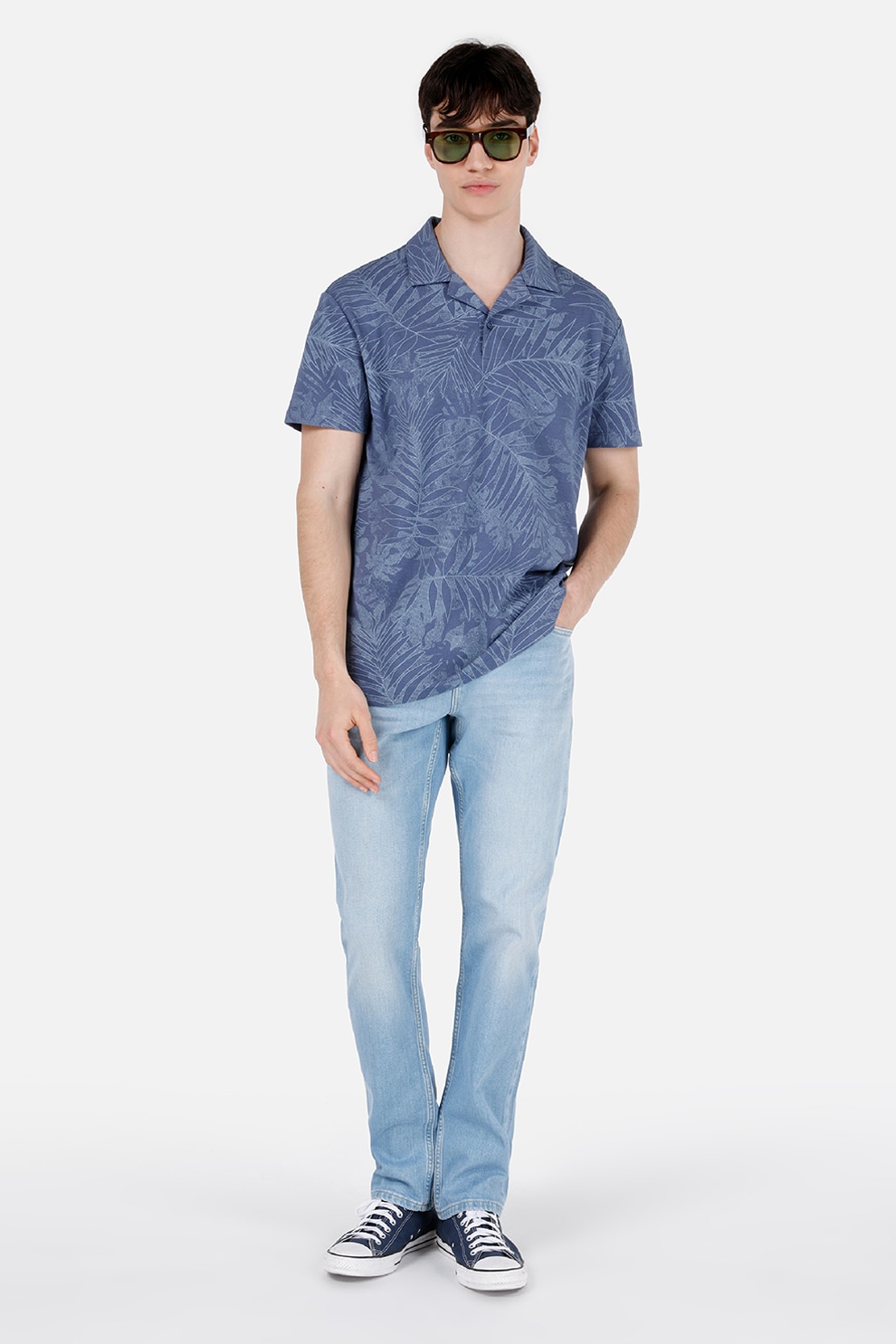 COLIN'S, Blugi cu croiala dreapta si aspect decolorat Karl, Albastru pastel, Alb, W31-L32