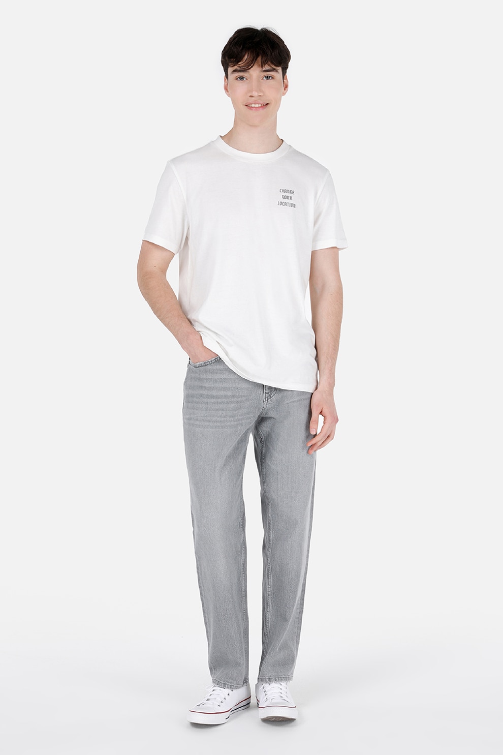 COLIN'S, Blugi cu croiala dreapta si aspect decolorat, Gri deschis, W31-L32