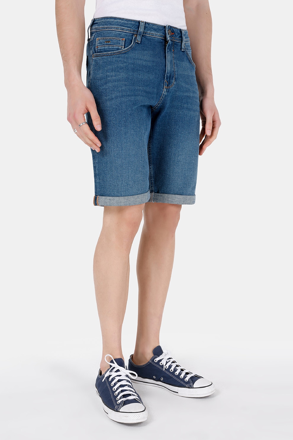 COLIN'S, Bermude din denim cu croiala dreapta si aspect decolorat Karl, Albastru inchis, S