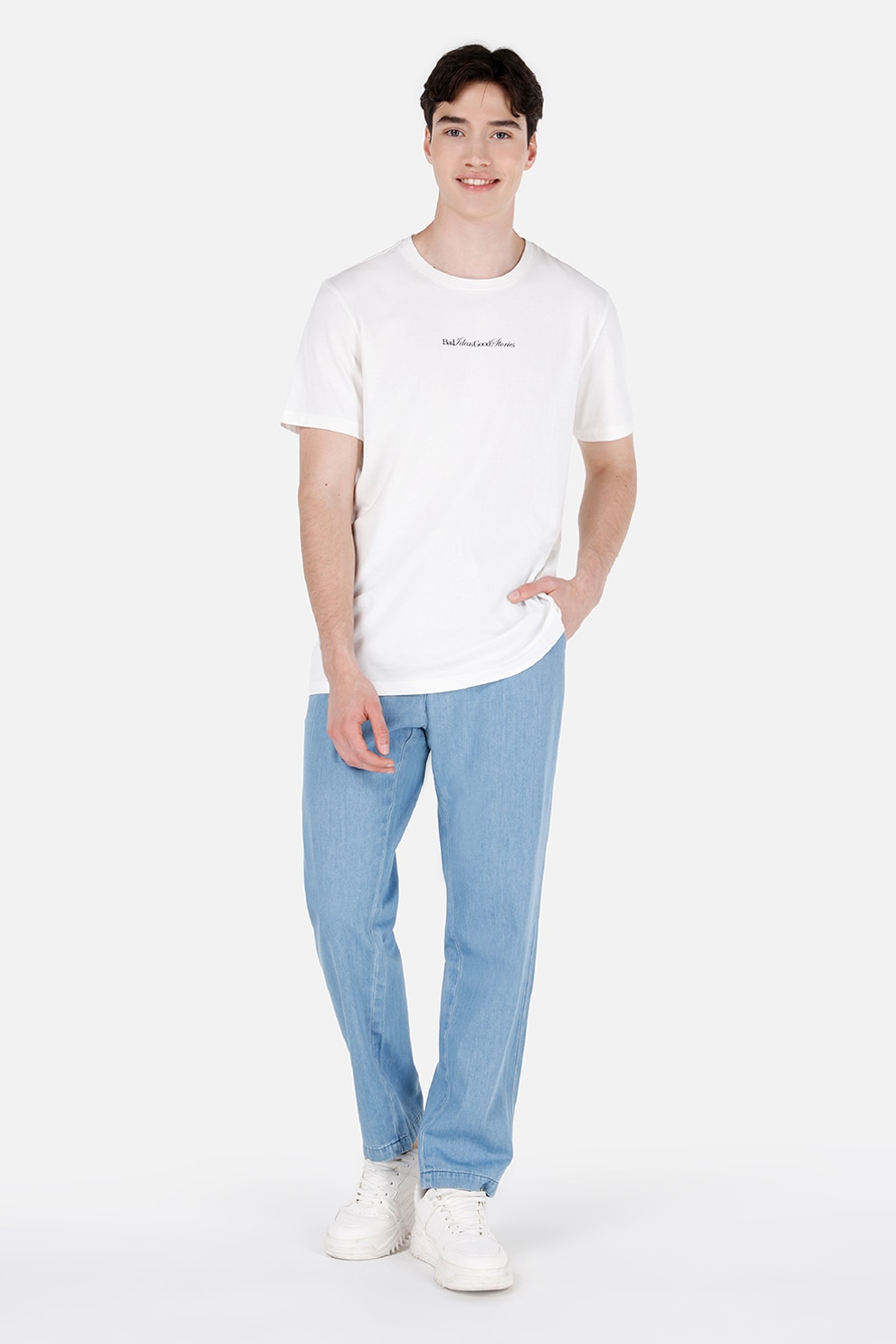 COLIN'S, Pantaloni din material chambray, Albastru pastel, W27-L30