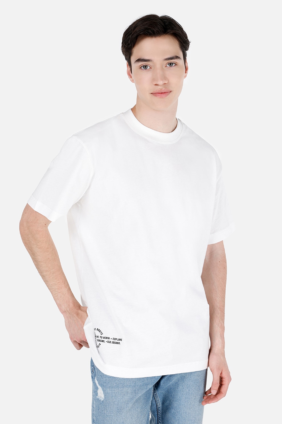 COLIN'S, Tricou lejer cu imprimeu foto, Alb, Maro nisip, XS
