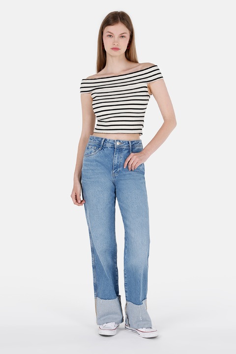 COLIN'S, Blugi cu croiala dreapta si talie inalta, Albastru royal