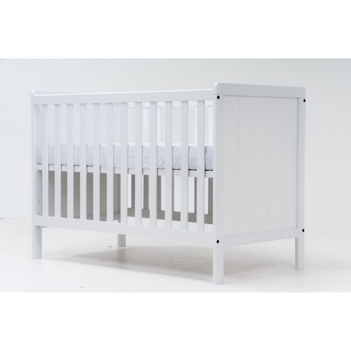 Patut bebelusi 60x120 din lemn 0-3 ani, alb