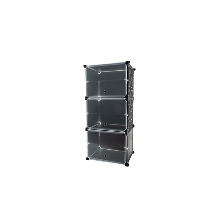 Модулен шкаф за обувки 40 x 92 x 31 см, 3 модула, 6 нива, черен